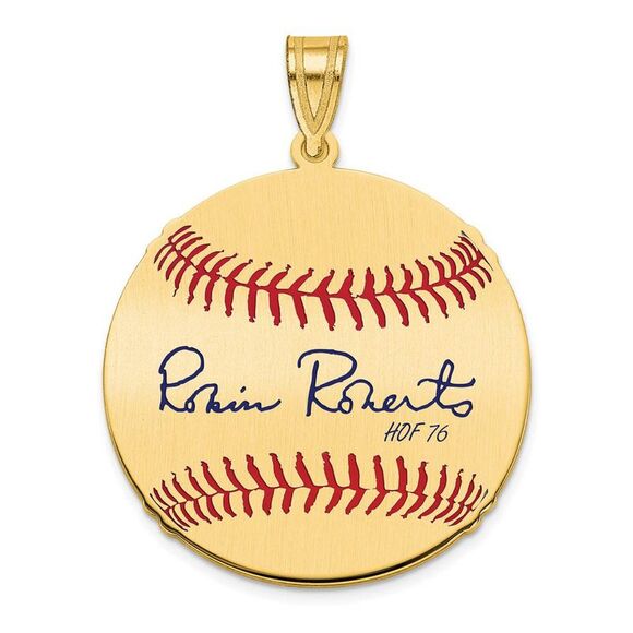 14K Gold Plated Robin Roberts Signature MD Enamel Baseball Pendant